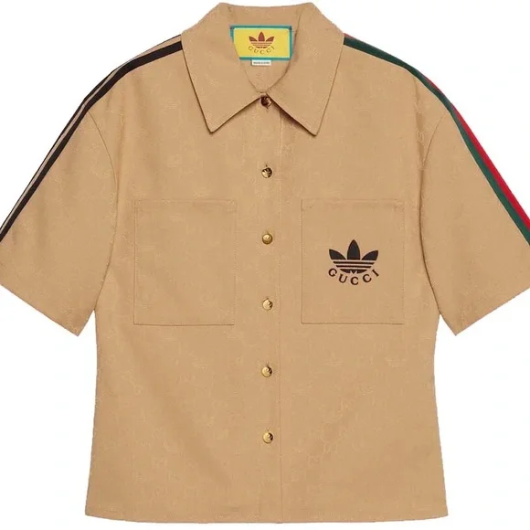 Gucci | Tops | Gucci Adidas X Gucci Trefoil Jacquard Shirt